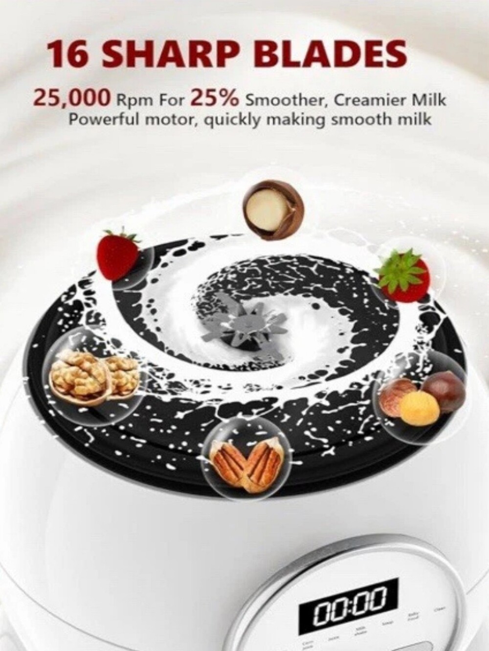 NIB! Nut Milk Maker 8 in 1 Function with Digital Timer And Self Cleaning - Picture 3 of 13
